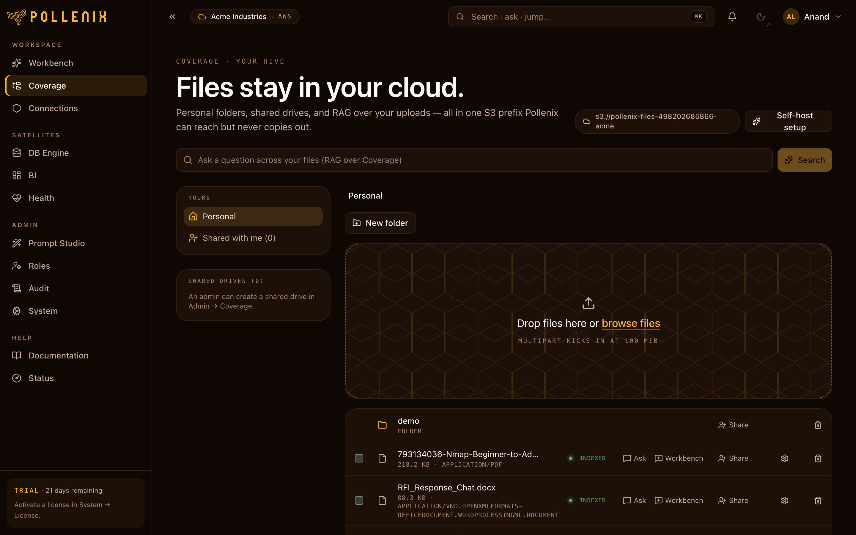 Shared drives — overview of the page.