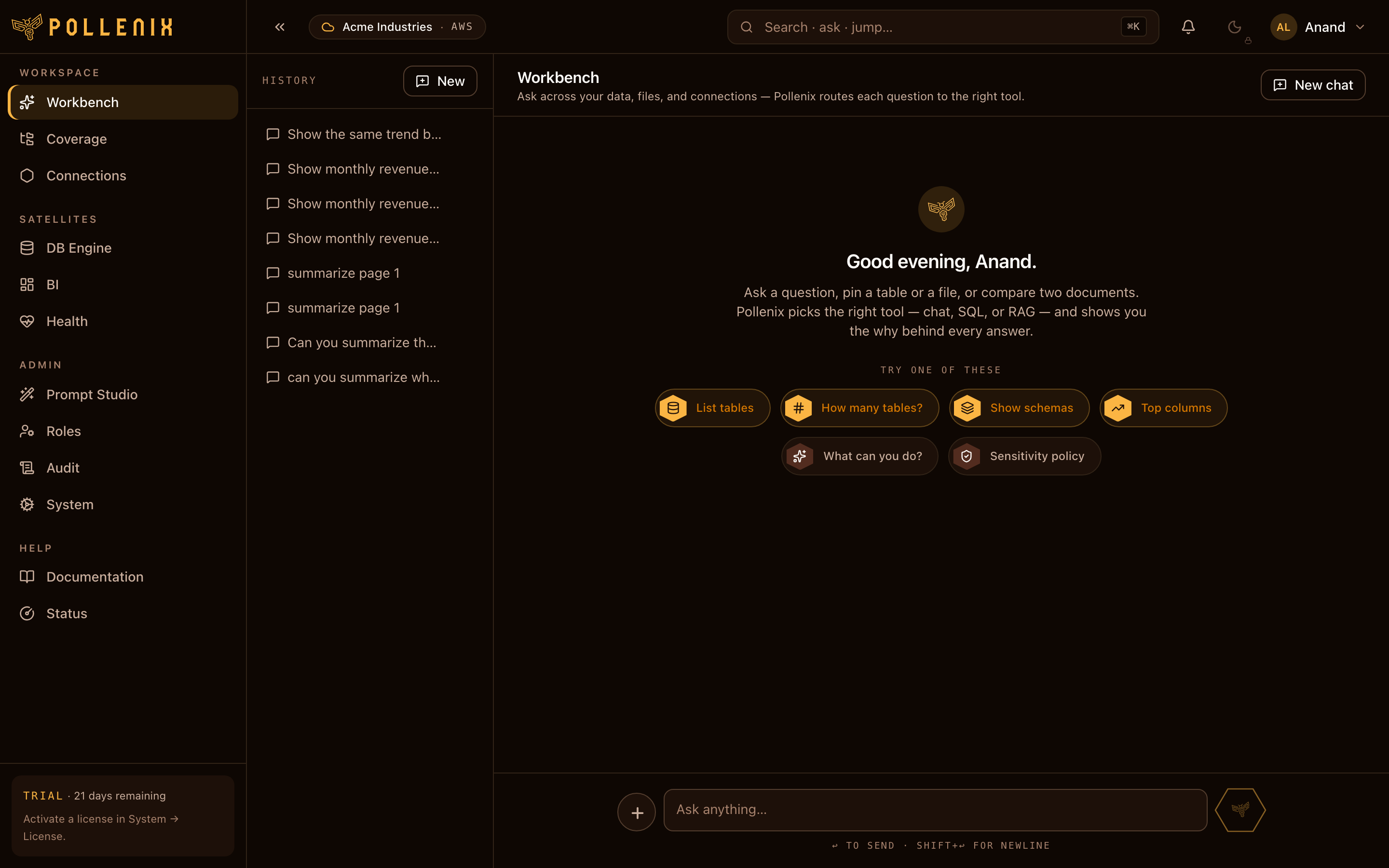 Asking over databases — overview of the page.